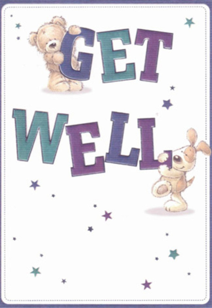 In this card, gentle reassurance is brought to life amidst the friendly charm of Dollis Hill, where a sweet bear and a long-eared puppy share centre stage. Dancing stars-each hand-dappled in shades of blue and lavender-seem to carry good wishes across a light, airy backdrop. The bold typography, shaded in cheerful purples and aquas, grounds the image in sincere optimism, like an encouraging friend from nearby Willesden Green. Rendered textures on the bear's fur and the puppy's velvety ears invite thoughts of soft hugs and familiar comfort-sensations akin to receiving a hand-crafted bouquet from a trusted local florist. The composition feels almost tangible, so well-drawn it nearly delivers the card's kindness straight to your fingertips. Together, card and flowers can uplift anyone's spirits, radiating hope and heartfelt care throughout the Dollis Hill community, regardless of age or circumstance.